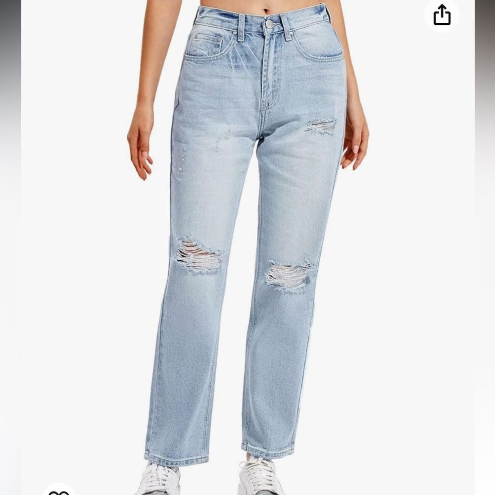RHODANTHE Women's Non-Stretch Ripped Mom Jeans Trendy Size 22 NWT